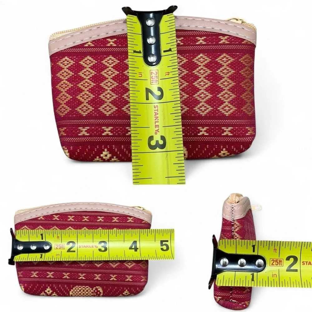 Boho Ethnic Coin Purse Mini Traditional Geometric Elephant Southeast Asian Thai
